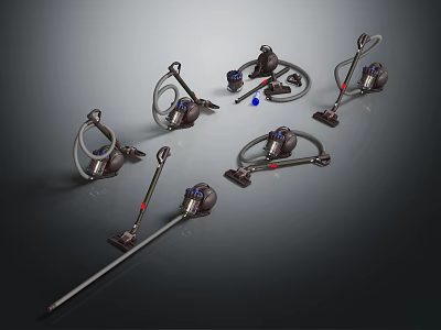 Collection Of Modern Vacuum Cleaners With Stylish Design And Functional Parts 3d model