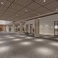 Modern Shopping Mall Store Interior With Perforated Ceiling Gray Floor And Lighting