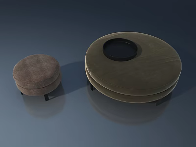 Modern Swing Door Design With Round Table And Stool In Home Interior 3d model