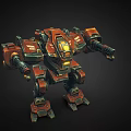 Smart Machine Mecha Robot With Red Orange Exterior And Glowing Yellow Components 3d model