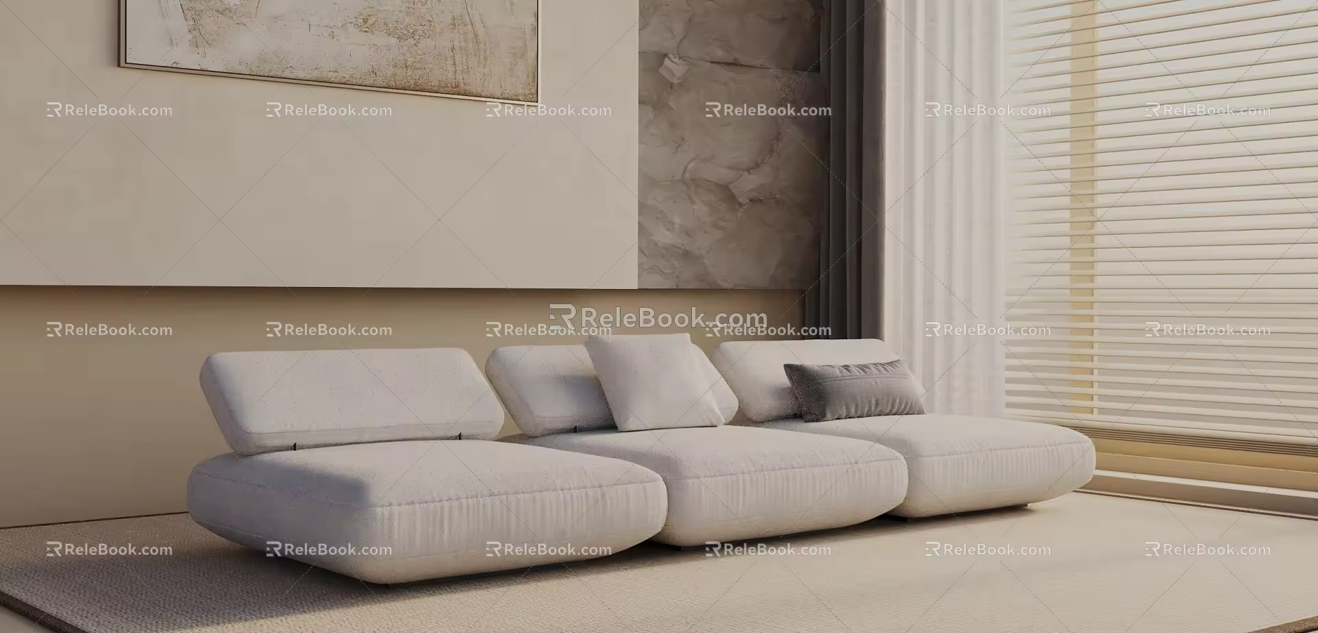 Modern three-seat sofa 3d model