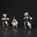 Reptile Toy Figurines Set Featuring Three Characters Middle One Wearing Santa Hat