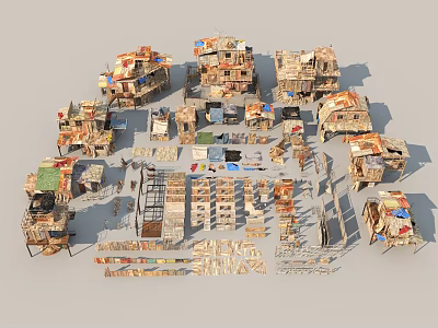 Handmade Architectural Models Featuring Various Miniature House Structures And Details 3d model