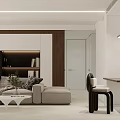Modern Living And Dining Room Interior With Beige Sofa TV Wall And Fireplace