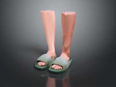 Light Green Home Slippers With Textured Upper And Comfortable Non Slip Sole 3d model