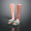 Light Green Home Slippers With Textured Upper And Comfortable Non Slip Sole
