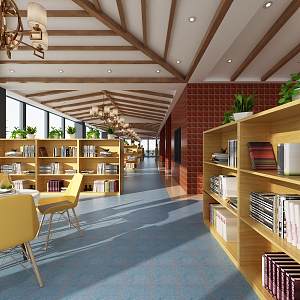 Modern Library Indoor Library 3d model