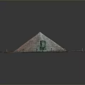 Detailed 3D Pyramid Model with Green Grass and Surrounding Structures on Platform