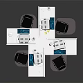 Modern Office Furniture Design With Green Partitions White Desks And Black Ergonomic Chairs
