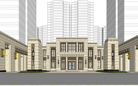 New Chinese Club Building Club 3d model
