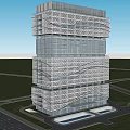 Modern Office Building With Glass Curtain Walls Wavy Facade And Landscaped Surroundings
