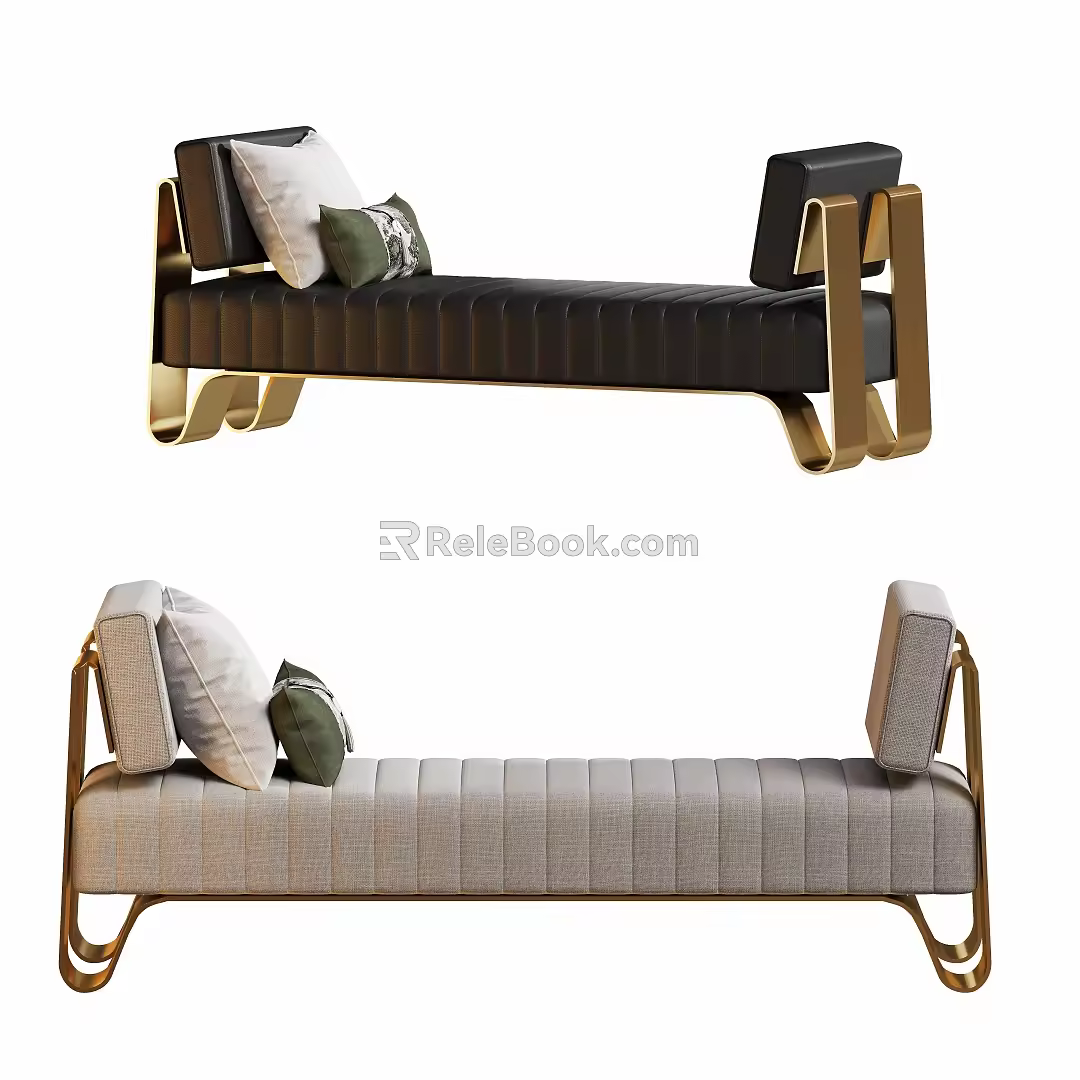 Modern bench bed end stool 3d model