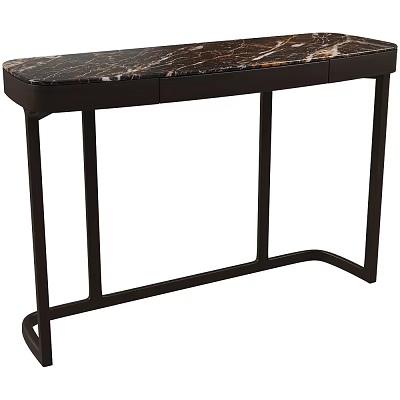 Elegant Modern Console Table Featuring Black Metal Frame And Marble Top 3d model