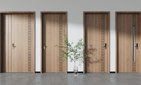 New Chinese Style Flat Door 3d model