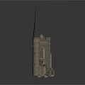Detailed Church Model With Stone Walls Arched Window And Tall Spire Design