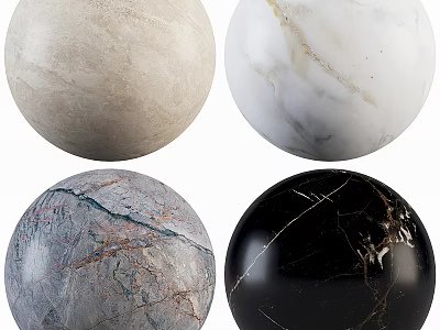 Spherical Decorative Components With Various Textured Surfaces In White Black Beige Gray Colors 3d model