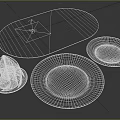 Dinnerware Set with Oval Woven Mat Round Geometric Plates Checkered Napkin Basket and White Card