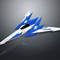 Futuristic Blue And White Spacecraft With Multiple Wings And Aerodynamic Structure For Cosmic Exploration