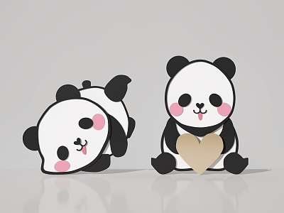 Modern Panda Cartoon Panda Ornaments Panda Decoration Children's Ornaments model