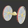 White Spacecraft Model With Red Striped Circular Structures For Cosmic Exploration