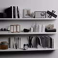 Modern Inflatable Model Decorations Arranged On White Display Shelves With Items 3d model
