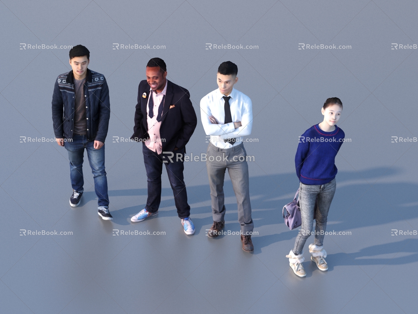 Men and women with multiple characters 3d model