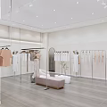 Modern Minimalist Clothing Store Interior With Hanging Racks Fitting Room And Cashier Desk