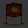 Wooden Rocking Baby Crib With Dark Brown Finish Carved Details And Light Mattress