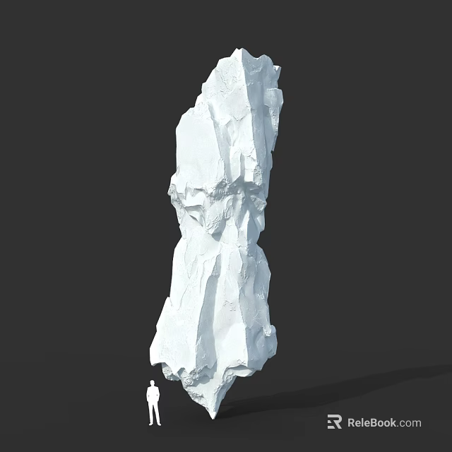 Large White Rock Formation With Rough Vertical Texture Isolated On Dark Background 3d model 