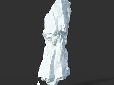 Large White Rock Formation With Rough Vertical Texture Isolated On Dark Background 3d model