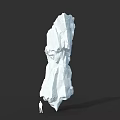 Large White Rock Formation With Rough Vertical Texture Isolated On Dark Background
