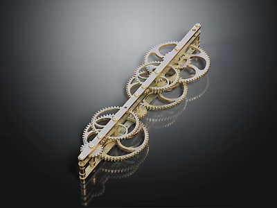 Golden Precision Hardware Tools Featuring Interlocking Gear Mechanism Design 3d model