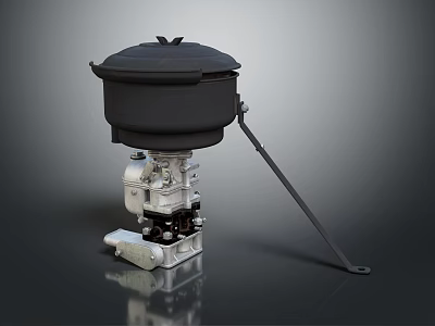 Mechanical Engine Part With Black Cover Silver Base And Long Metal Lever 3d model