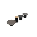 Modern Coffee Tables With Round Tops Cylindrical Black Striped Legs And Wood Marble Texture