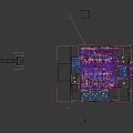 Stylish Bar Interior With Purple Lighting Geometric Ceiling And Cozy Seating