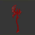 Fantasy Axe Weapon With Purple Handle Red Silver Blade And Spiked Design