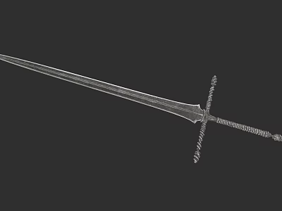 Decorative Medieval Sword With Intricate Hilt Design And Engraved Blade 3d model