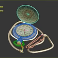 Golden Pocket Watch with Open Case and White Dial Numbers and Chain