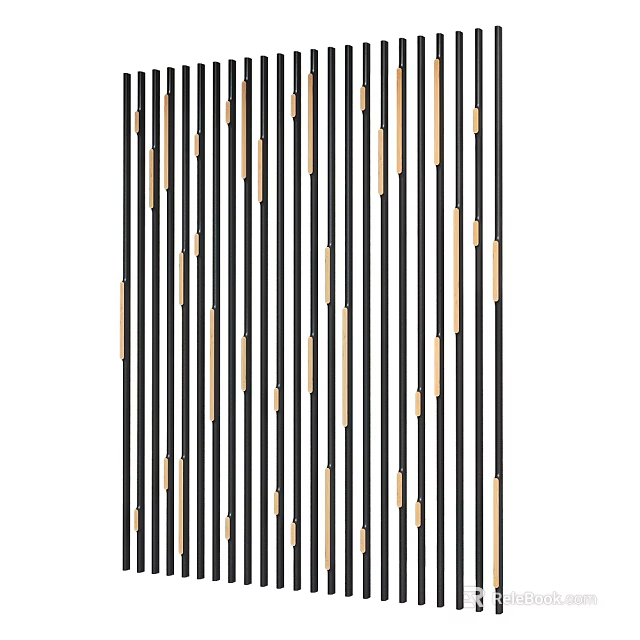 Modern Wall Lamp Design With Black White Stripes And Golden Decorative Strips 3d model 