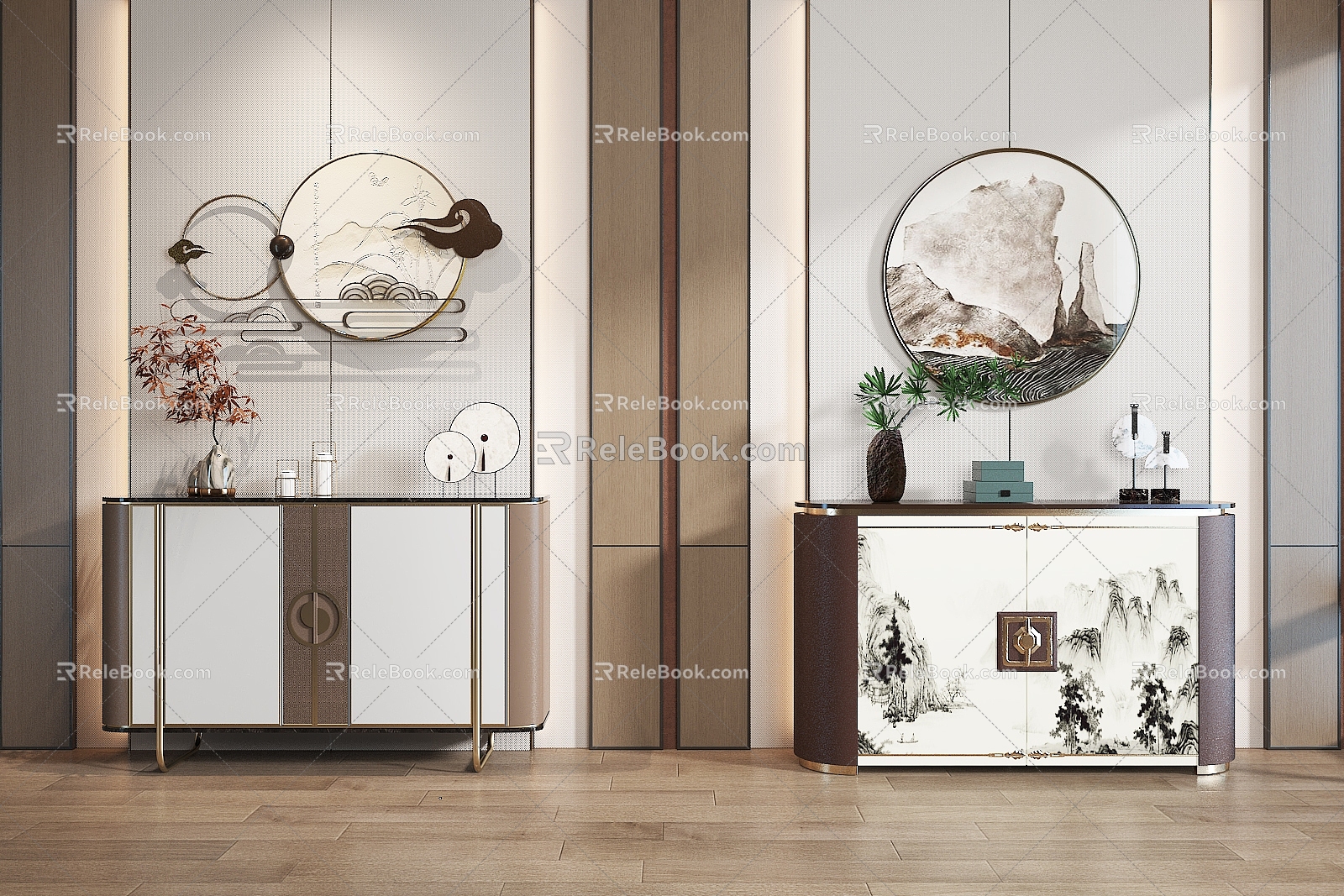 New Chinese Style Entrance Cabinet Side Cabinet End View Cabinet 3d model