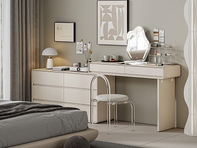 Cream Dressing Table Dressing Table Bedroom Bucket Cabinet E-commerce Products model