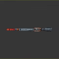 Pixel Art Style Weapon Design For Gaming With Red And Blue Pixelated Details