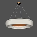 Modern Circular Pendant Light With White Frame And Layered Illuminated Inner Lines