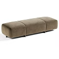 Beige and Dark Green Upholstered Benches with White Floral Leaf Patterns Modern Design