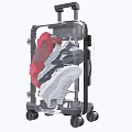 Transparent Suitcase with Red and White Sneakers Inside and Wheels Retractable Handle
