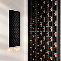 Modern Black Room Divider With Geometric Patterns And Decorative Squares 3d model