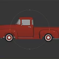 Red Vintage Classic Pickup Truck Model With Shiny Exterior And Reflective Surface