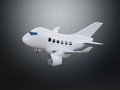 White Small Airplane 3D Model with Streamlined Design Multiple Windows and Tail Wings 3d model