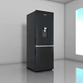 Black Double Door Refrigerator With Modern Design Water Dispenser And Sleek Finish