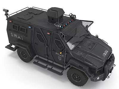 Black SWAT Armored Vehicle With Tactical Equipment 3d model